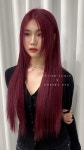 바이올렛빛 체리레드 염색 + 긴머리 슬릭컷 | 버건디 헤어, 체리레드, 긴 머리