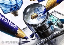 #화명창조의아침 #주제부 #개체묘사 #개체표현 #유리질감 #향수병기디 #기초디자인 #색연필기디 #화명창아 #창조의아침