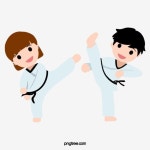 만화 손으로 그린 태권도 쌍 재생 그림 일러스트, 어린이, 태권도, 운동 PNG 일러스트 및 PSD 이미지 무료 다운로드 - Pngtree