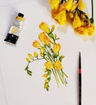 Freesia 💛💛후리지아(프리지어;;;) 사탕냄새가 폴폴🦋🦋 시들기 전에 그리기가 나에게는 참으로 바쁜ㅎㅎ . . . . . . 모든... 