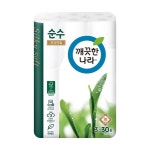 깨끗한나라 3겹 데코 순수 프리미엄 천연펄프 롤화장지 30m, 30롤, 1개