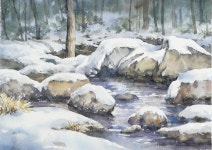 Winter Valley - Landscape Watercolor (sketch & color mixing, Arches)NAMIL ART 겨울 계곡- 풍경 수채화 (스케치 & 칼라 혼합 과정... 