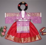 Premium Hanbok 1 Age Dol Party Baby Girl Korea Traditional Dress Wonsam Gown 원삼 Purple Red - Etsy