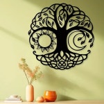 벽걸이 예술: 현대 정원 벽 장식 - 31x31x1cm, 검정색, 광택, 벽걸이, 쉬운 설치 em 2024 | Decoração de parede... 