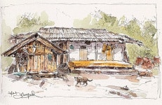펜스케치 a a countryside에 있는 tran thi님의 핀 | 펜 드로잉