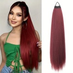 Temu｜Elegant Long Straight Ponytail Extension For Women - Heat Resistant Synthetic Hair In Black, Brown, Blonde Hair Extensions... 