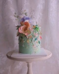 봄의 온도 on Instagram: “. . Student work 🎂 . . . 예쁜 앞 면🙂 . . . . . . . . . #웨이퍼페이퍼플라워 #나이프플라워 #케이크클래스... 