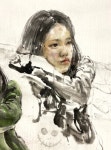 수묵담채로 그린 인물화