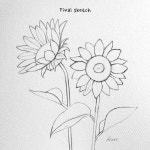 Instagram의 🌲Kate Kyehyun Park🌲님: “- How to sketch sunflowers step by step for beginner.🌻 그림 숙제라며 해바라기 스케치를... 
