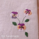 パンジー刺繍完成！＆納品。 | フナ夫の毎日ハンドメイド、매듭（メドゥプ）とともに。 | パンジー, 刺繍, ハンドメイド