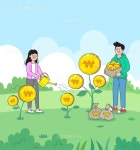 재테크_MZ세대 금융투자 벡터 일러스트 SILL700, 유토이미지, 일러스트, 재테크, MZ세대, 금융, 주식, 투자, 2명, 남자, 여자, 자연, 환경, 화폐... 