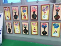 크레파스 녹이기와 티슈염색을 이용한 우리나라 족자 작품
