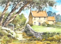 Landscape Watercolor - Rural House (sketch &color mixing) NAMIL ART 풍경 수채화 - 전원 주택 (스케치 & 칼라 혼합, 수채화재료... 