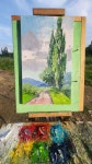 작품   ~ #미루나무 풍경/ 팔레트 나이프터치.2023 .7.8 오후  /Plein Air Oil Painting    #YouTube@shin-jaeheung | 유화, 풍경화, 화가