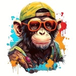 안경이 달린 1개 멋진 원숭이 열전달 스티커, 의류용 DIY 철제 데칼, 티셔츠 만들기, 베개 장식, 의류 용품 및 아플리케 1pc... 