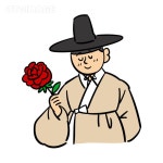 유토이미지 | 과천 장미_한국전통 복장 입은 선비 전국 특산물 시리즈 벡터 이미지 일러스트