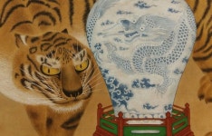 창작민화 용호모란도 호랑이 채색과정