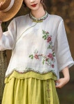 Pin by 미경 on 프랑스자수(옷) in 2025 | Embroidered blouse, Linen blouse, Summer fabrics