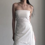 Pin page 아델리오 on Instagram: golgie mini top dress, wearable wrap set pants, stitch square flip-flop. 탈부착이 가능한 팬츠의 미니 랩... 