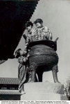 Three girls playing in an antique incense burner on palace grounds, Seoul 1954-60. National Anthropological Archive, Smithsonian... 