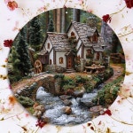 내구성 있고 스타일리시한 8X8인치 라운드 알루미늄 사인 - 자외선 및 스크래치 방지, 걸기 쉬움 - 실내/외 장식에 완벽, 매력적인 중세 마을... 