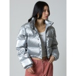 [언노운플라넷] 글로시 투웨이 크롭 패딩 자켓 실버