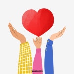 컬러 만화 일러스트 자선 제공 사랑, 마음 사랑을 제공, 마음 사랑, 캐릭터 PNG 일러스트 및 PSD 이미지 무료 다운로드 - Pngtree