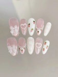 아트 팁, 수제 풀 커버 네일 폴리시 스트립 (수공예로 인해 각 쌍이 약간 다름) in 2025 | Nail art, Pink nails, Nail designs