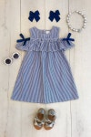 Navy Stripe Sunkissed Shoulder Dress | 아동복, Diy 옷, 옷 만들기 도안