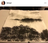 예전에 수묵화 배우신다는 기사 본 기억이 있는데 취미 생활이라고 보기 어려울 정도로 프로의 필묵법이다. 준법, 발묵법 다 체화했다.... 