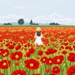 셰린 / Chezlin on Instagram: 안성팜랜드 양귀비꽃밭 풍경을 그렸어요❤️ @asfarmland.official | Ilustraciones, Dibujos... 