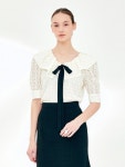 Pin page [BAU by Bride And You비에유 바이 브라이드앤유]SALLY Flared collar ribbon detail lace blouse (Ivory) trong 2022... 