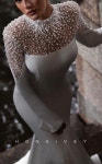 H1554 - Sexy Satin Trumpet High Neck Empire Long Sleeve Beaded With Train Wedding Dress Cute dogs에 있는 핀