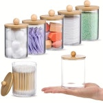 이쑤시개, 세탁 향 주머니, 쥬얼리 정리함 포함 Contemporary Acrylic Storage Box Set with Lids - Includes Cotton Swabs, Q-tips... 