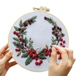 면 및 린넨 자수 키트, 크리스마스 자수, 손 자수 스탬프 키트, 크리스마스 새해