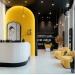 ▪️Designed by Idot Hair salon Interior Design✨️ Point color Black and bright yellow #상업인테리어 #인테리어컨셉 #헤어... 