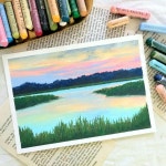 노을 sunset🧡 핀터레스트에서 보고 그렸는데 아멜리아 섬이라는군😊 #오일파스텔 #오일파스텔드로잉 #손그림 #풍경화... 