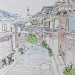 펜화로 그린 북촌 (사진참고) | 수채화