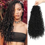 Temu｜여성용 부드러운 질감의 크로셰 헤어 익스텐션 - 곡선 끝이 있는 18인치 여신 락스, 가벼운 리버 락스 합성... 