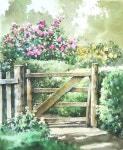 Garden and fence scenes에 있는 JMacDesigns님의 핀 | 수채화, 풍경 수채화, 정원 울타리