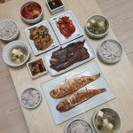 땡글이네 on Instagram: “2019.02.09.토요일 #땡글이네 #저녁메뉴 #소고기무국 #옥돔구이 #한우등심구이 ㅡ 울아빠 지방출장 다녀가시는 길에... 