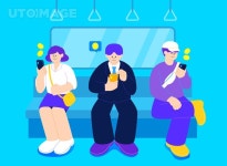 사용하는 스마트한 금융생활 벡터 이미지 일러스트 SILL586, 유토이미지, 일러스트, 금융, 페이, 편리한, 간편한, 화폐, 스마트폰, 남자, 여자, 3명... 