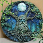 Temu｜마법의 숲 노인 달 월 아트 - 1개 8인치 둥근 알루미늄 금속 표지판 집 & 사무실 장식, 사전 드릴, 방수 & 내후성 Temu｜마법의 숲 노인 달... 