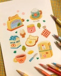 Pin page 소보루 / SOVOROO on Instagram: 조그맣고 조그만🌳 | 귀여운 낙서 예술, 두들아트, 색연필 예술