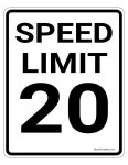 Printable 20 MPH Speed Limit Sign Printable 20 MPH Speed Limit Sign | 표지판, 간판
