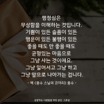 평정심은 무상함을 이해하는 것입니다. 기쁨이 있든 슬픔이 있든 행운이 있든 불행이 있든 좋을 때도 안 좋을 때도 균형있는 마음으로 그냥 사는... 