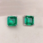 KNRIQUEN-925 스털링 실버 빈티지 스퀘어 에메랄드 보석 스터드 귀걸이, 여성 기념일 파티 주얼리 여성 귀걸이