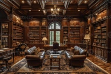 ai gerado a elegante casa biblioteca, caracterizado de rico madeira painéis Pin auf 로비인테리어