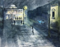 Night street | 수채화