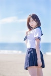 바다에서 세라복 - 요미치 유키 | 아름다운 아시아 소녀, 일본 패션, 여자 교복
